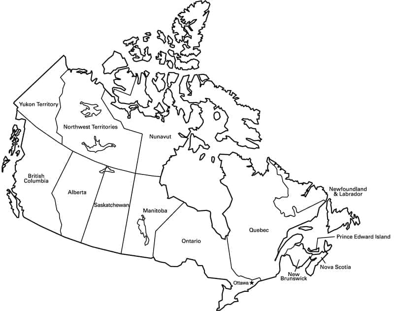 Coloriage Carte du Canada 1