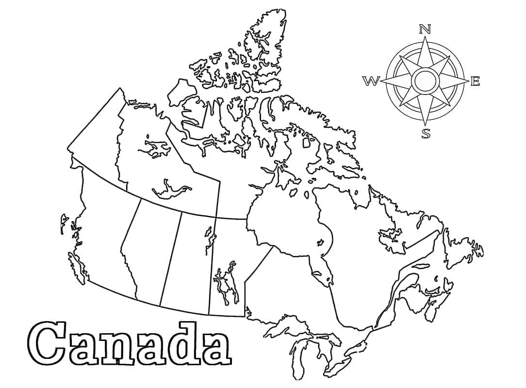 Carte du Canada coloring page