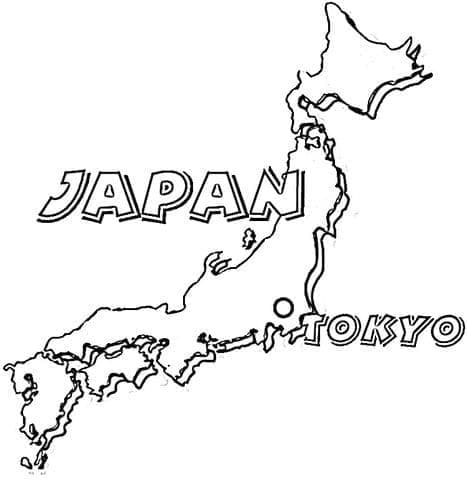 Carte du Japon 2 coloring page