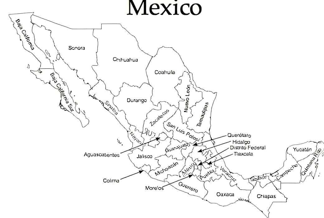 Coloriage Carte du Mexique