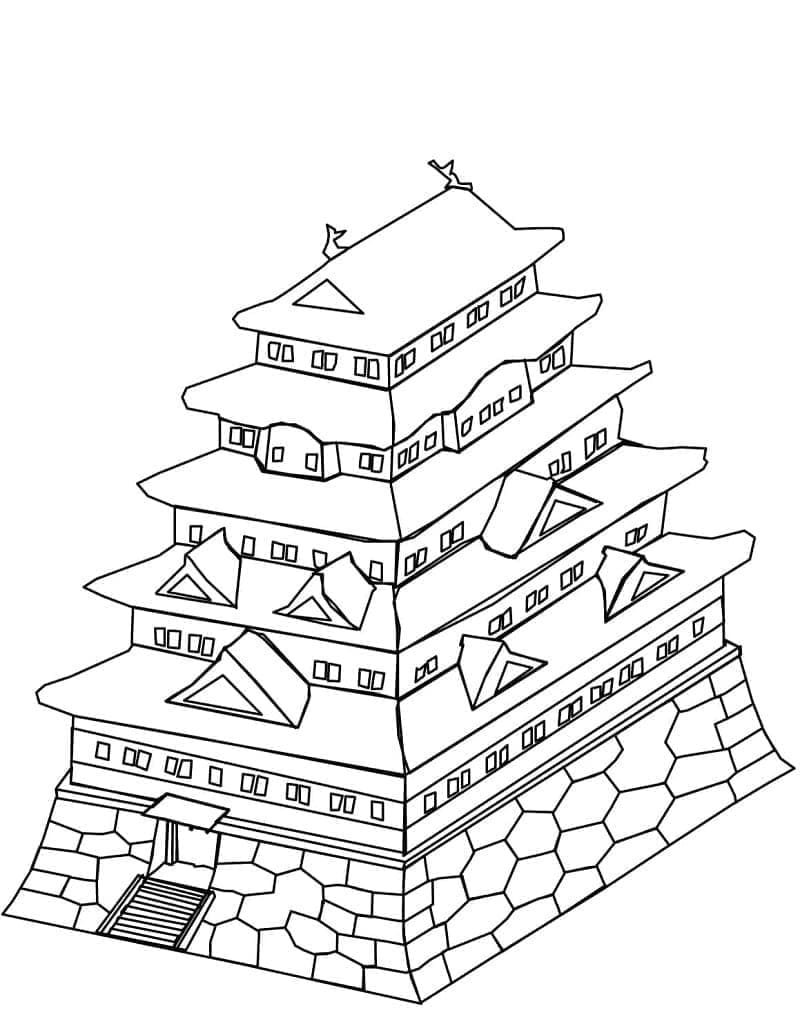 Château Japonais coloring page