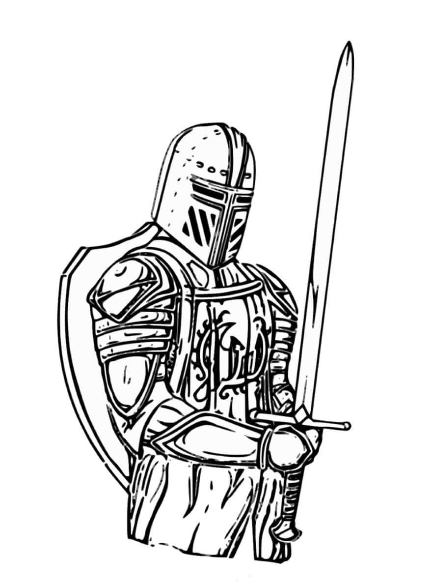Coloriage Chevalier avec Son Épée