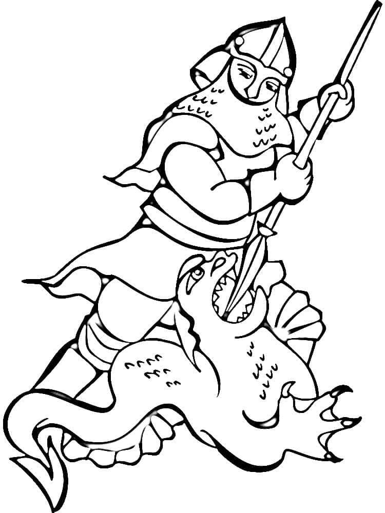 Chevalier contre Dragon coloring page