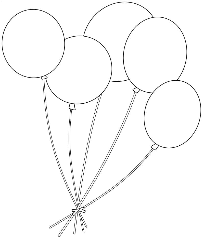Cinq Ballons coloring page