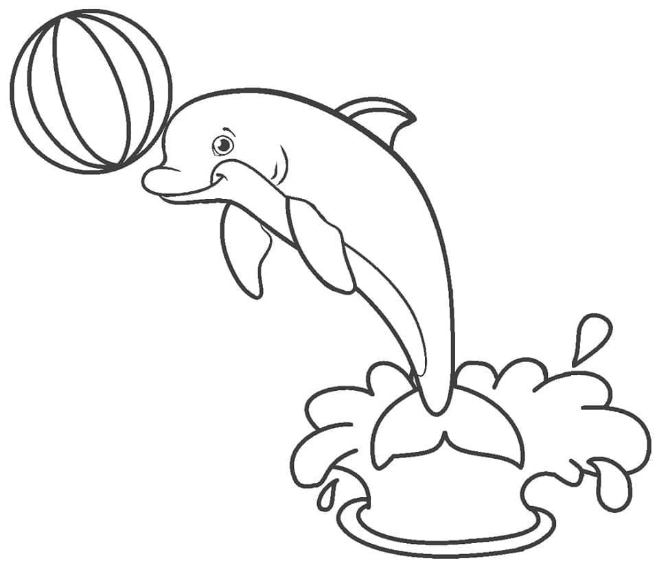 Dauphin avec un Ballon coloring page
