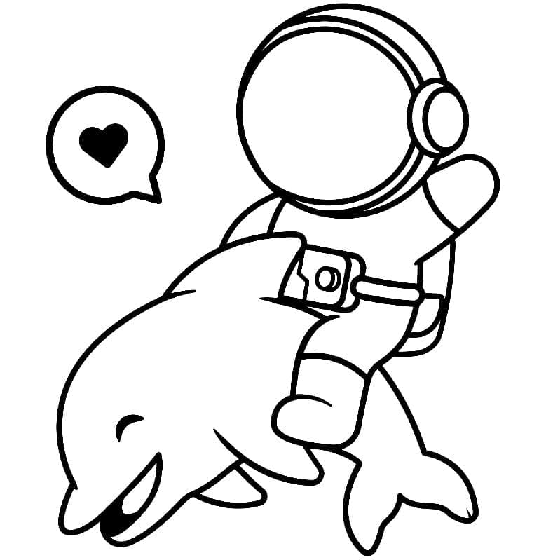 Dauphin et Astronaute coloring page