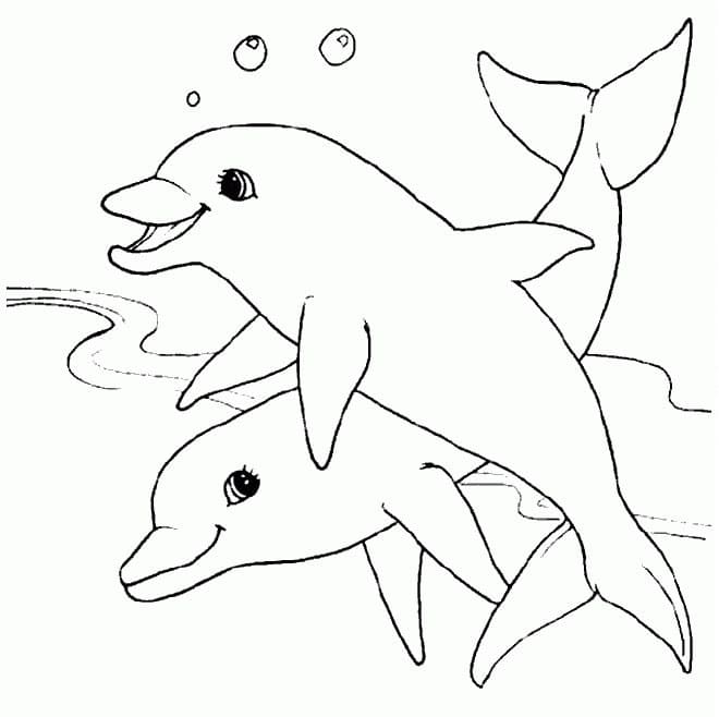 Dauphins Sous la Mer coloring page