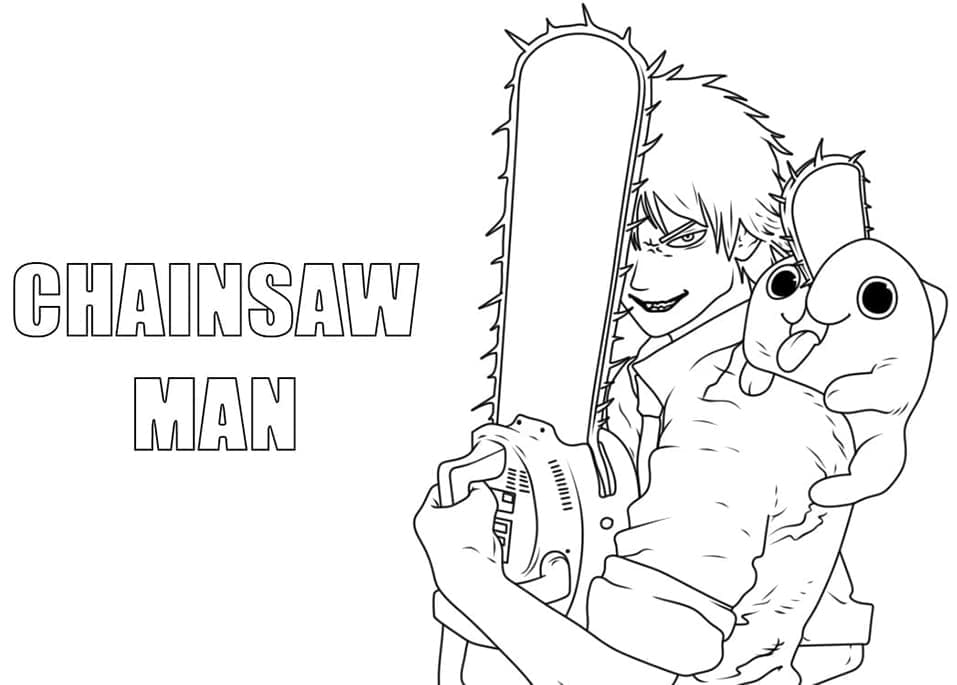 Coloriage Denji et Pochita de Chainsaw Man