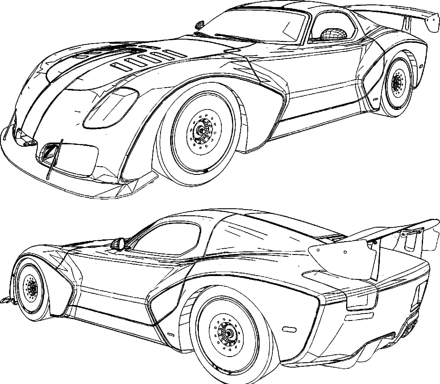 Coloriage Des voitures de course impressionnantes