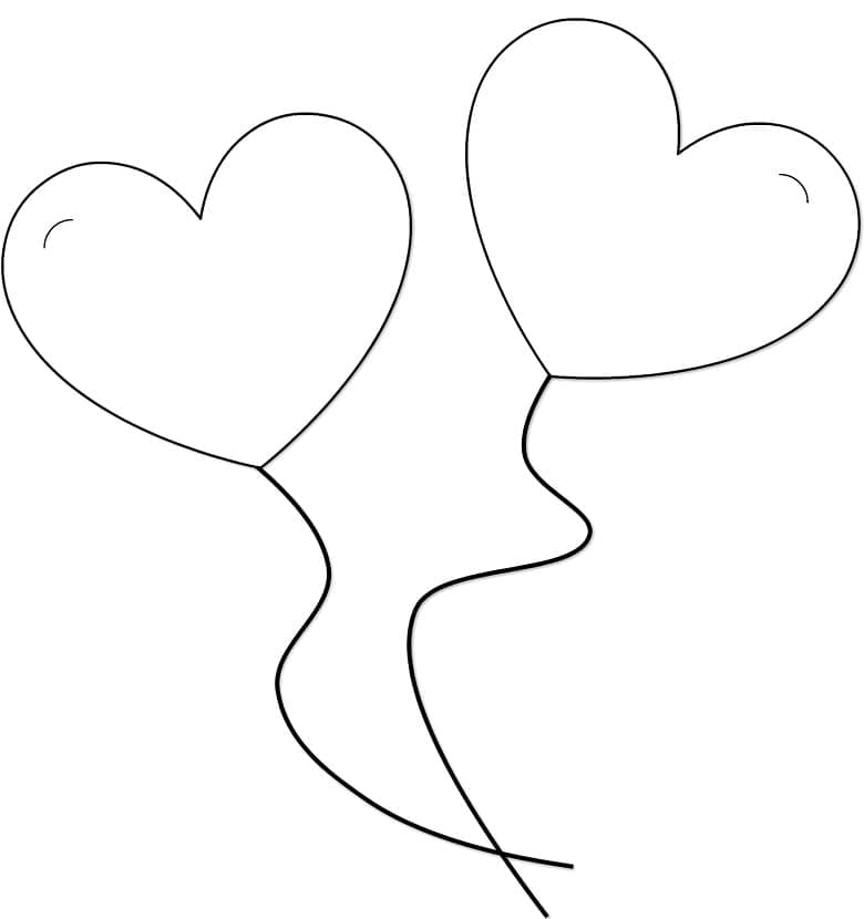 Deux Ballons Coeur coloring page