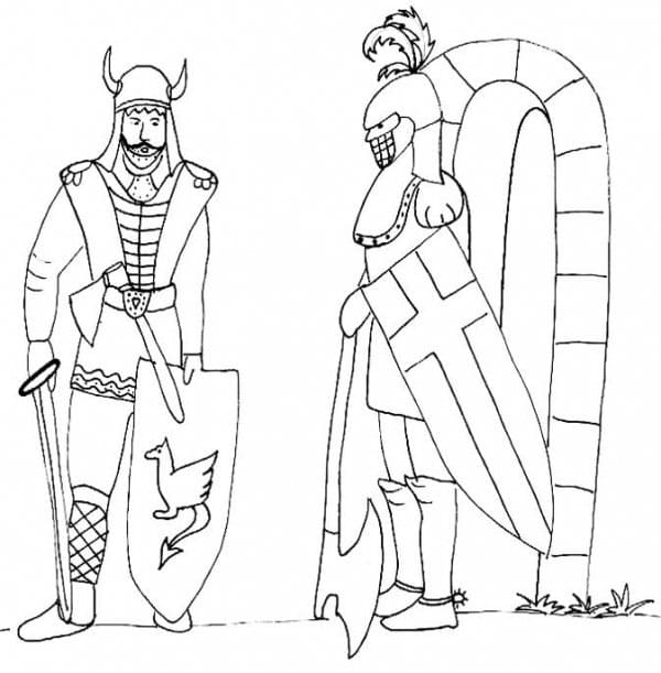 Deux Chevaliers coloring page