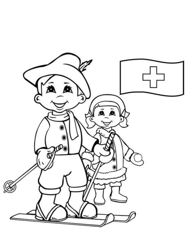 Coloriage Enfants Suisses