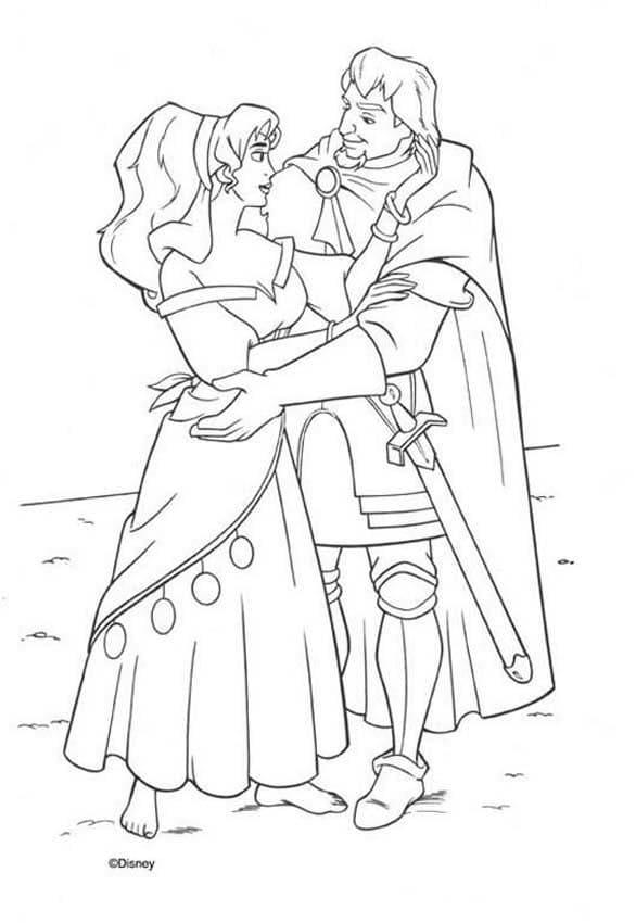 Esmeralda avec Phoebus coloring page