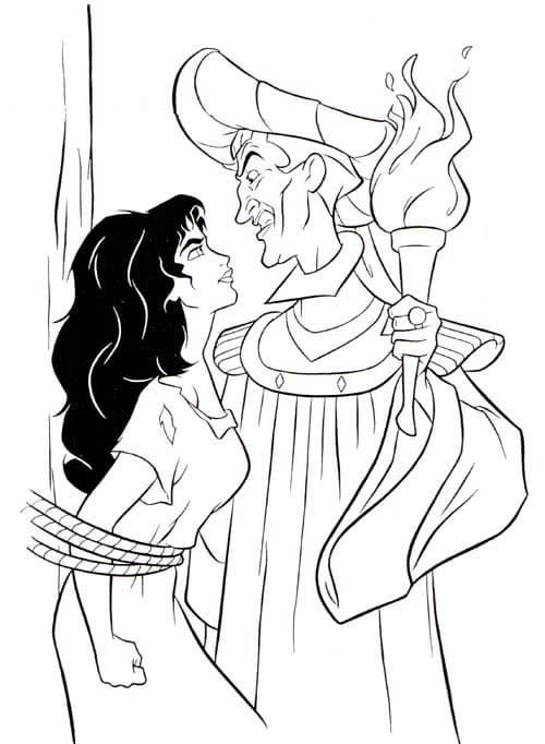 Esmeralda et Claude Frollo coloring page