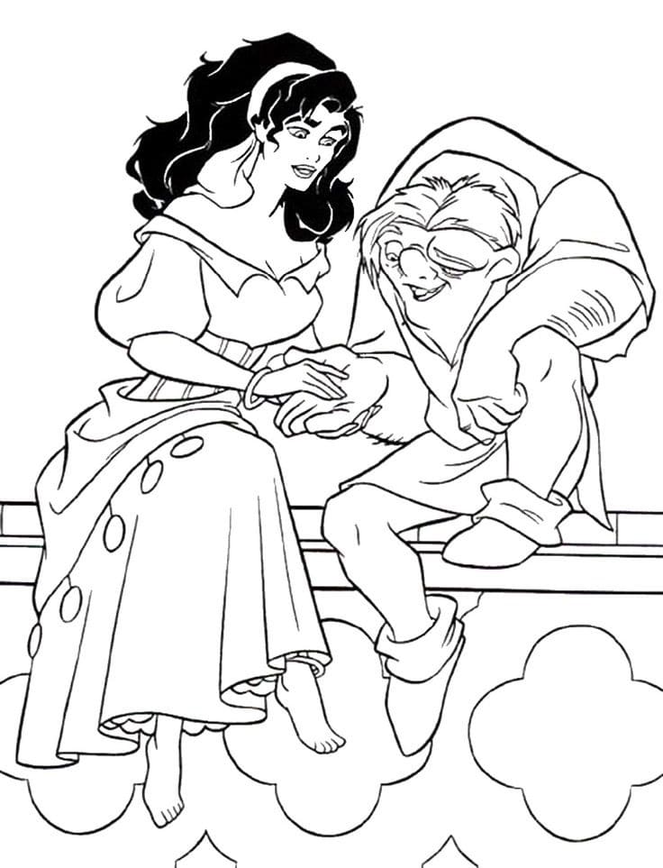 Esmeralda et Quasimodo coloring page