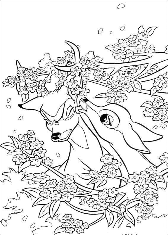 Féline et Bambi coloring page