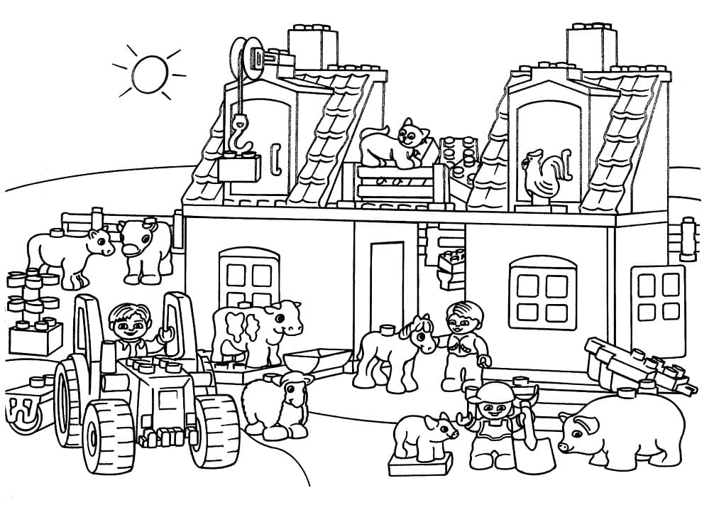 Ferme Lego coloring page