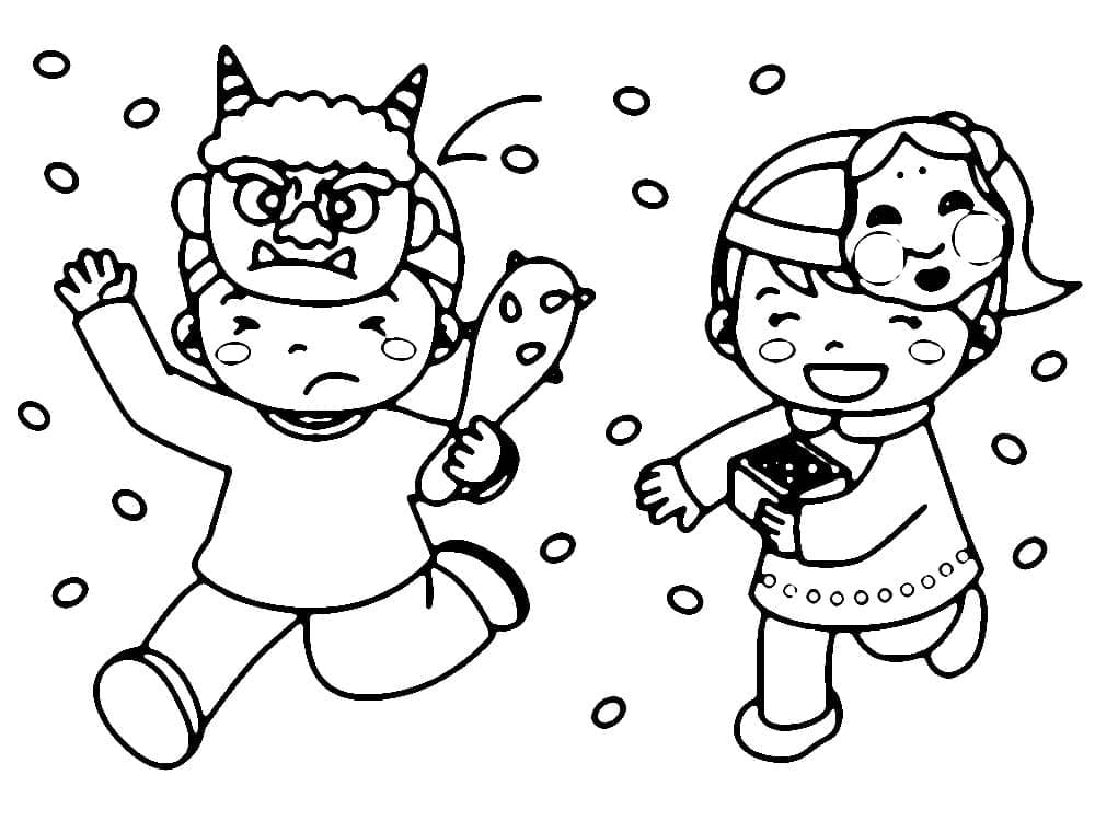 Fête du Setsubun coloring page