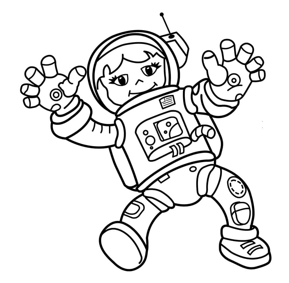 Fille Astronaute coloring page