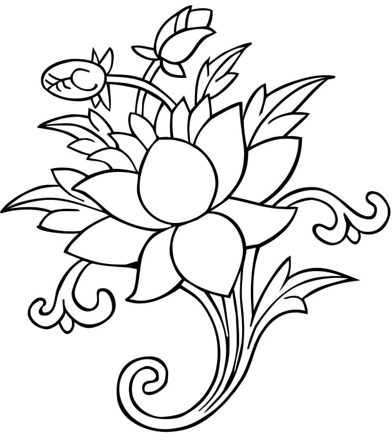 Coloriage Fleur de Lotus 4