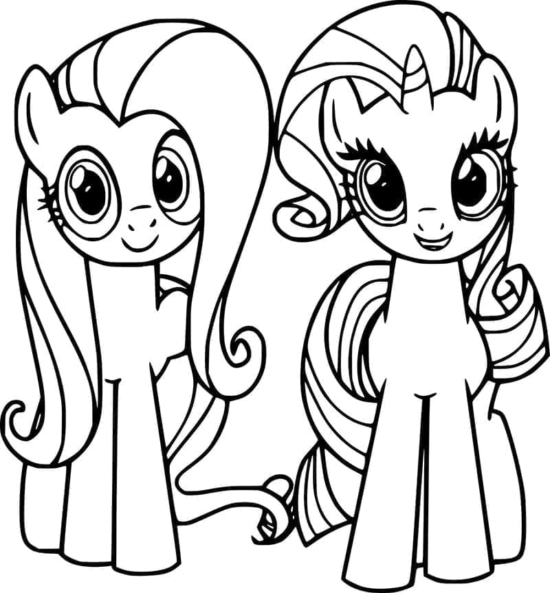 Fluttershy och Rarity My Little Pony coloring page