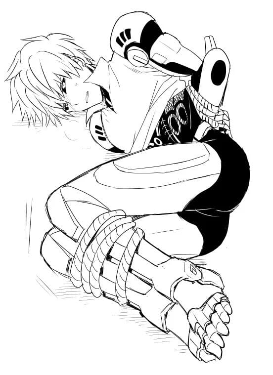 Coloriage Genos dans Anime One Punch Man
