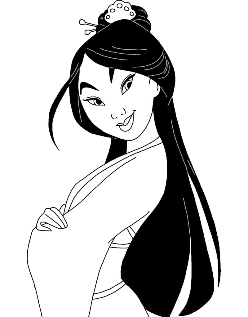 Jolie Princesse Mulan coloring page