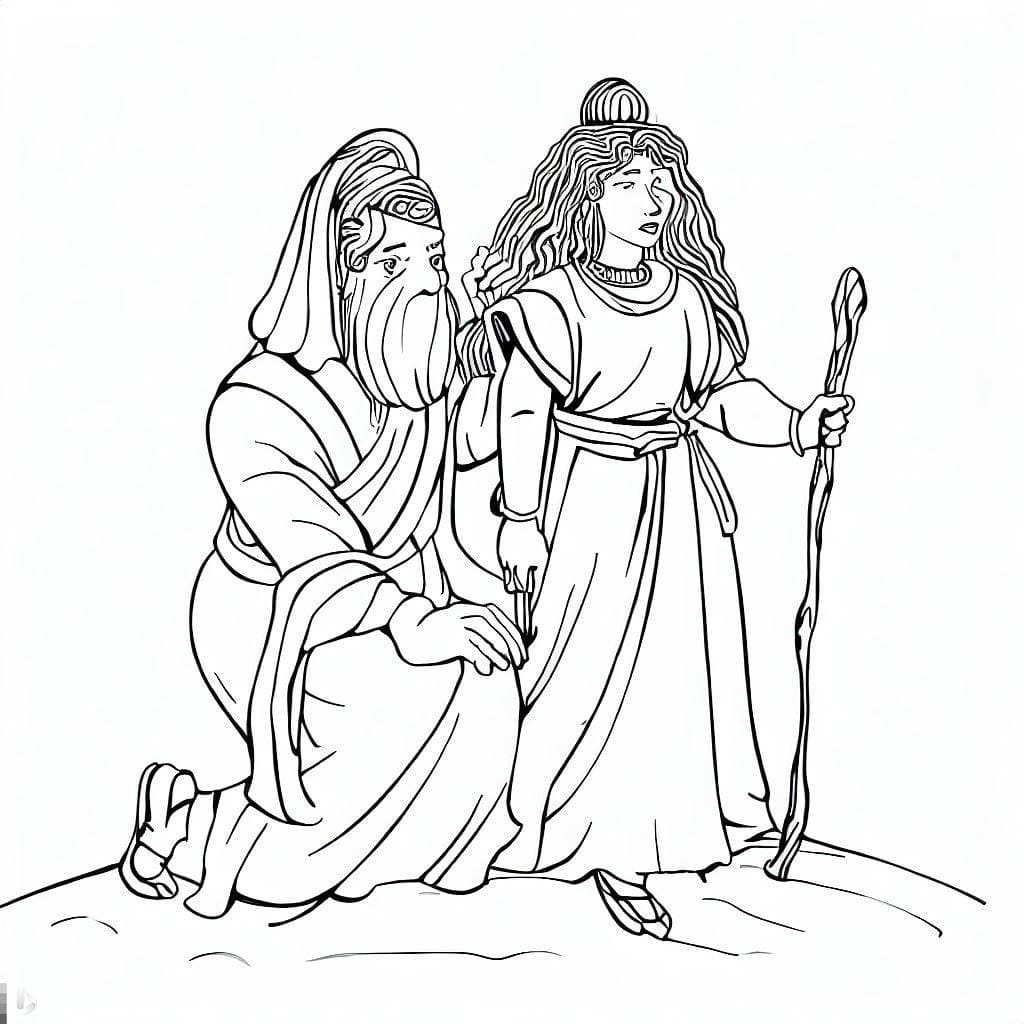 Coloriage Joseph avec Asenath