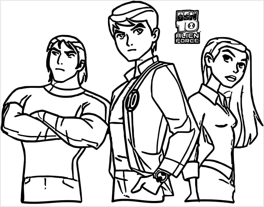 Kevin, Ben et Gwen coloring page
