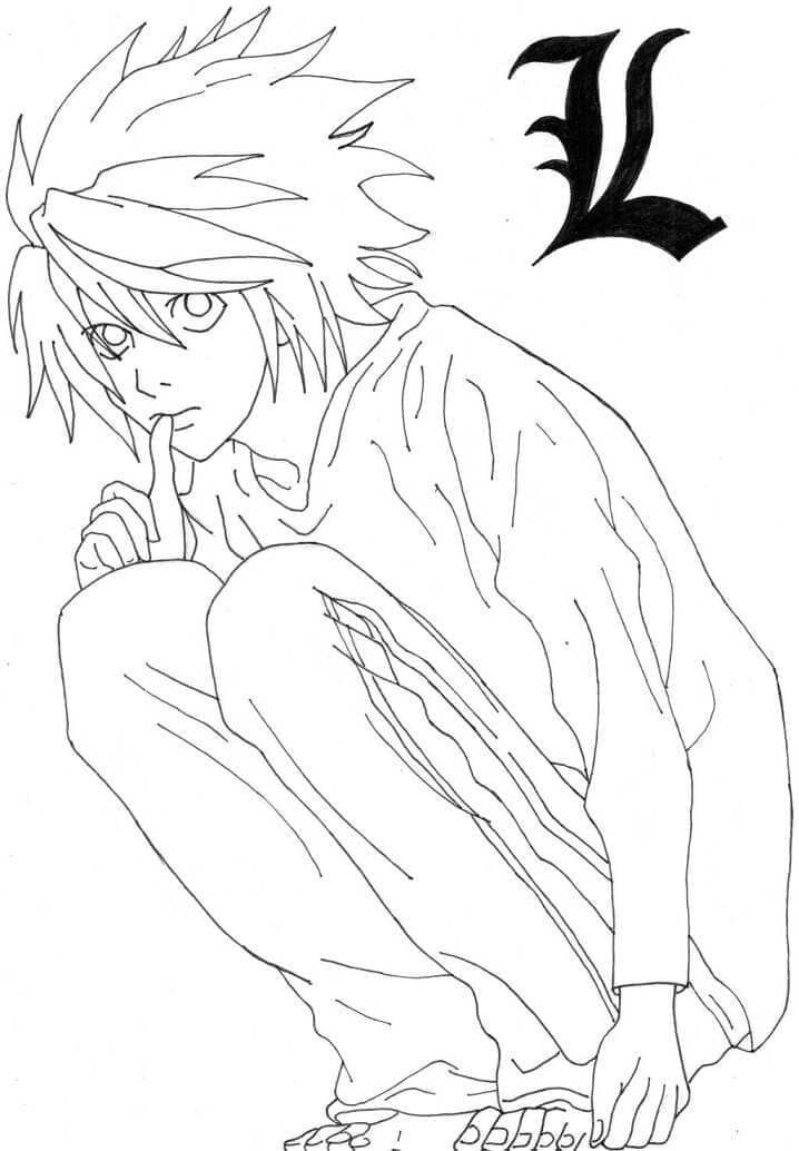 Coloriage L Lawliet dans Anime Death Note