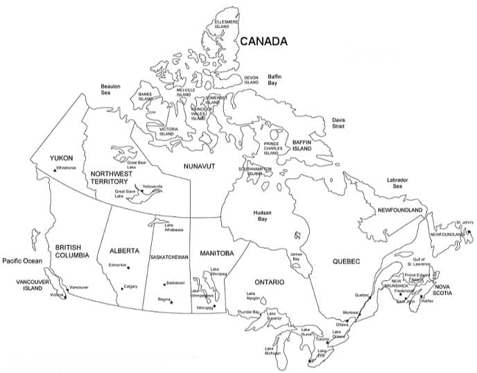 La Carte du Canada coloring page