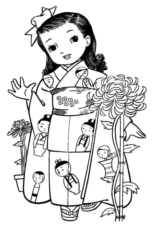 La Fête des Poupées au Japon coloring page