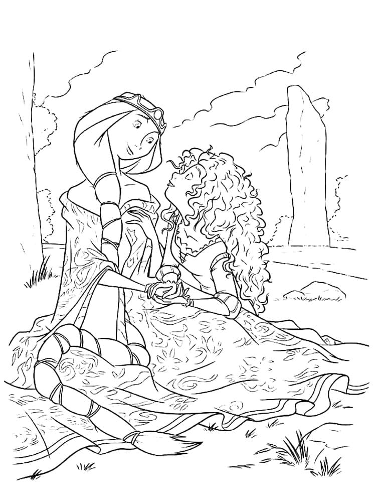 La Reine Elinor et Mérida coloring page