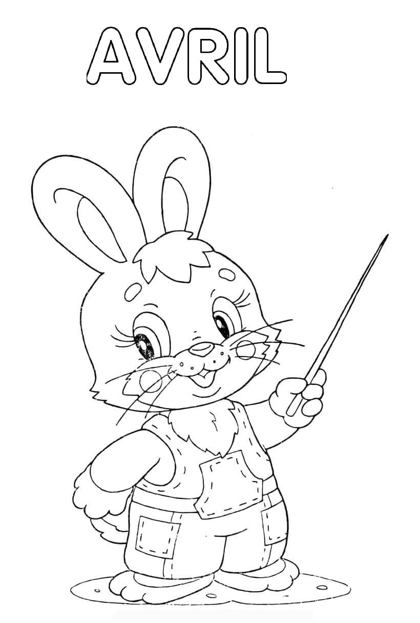 Lapin d’avril coloring page