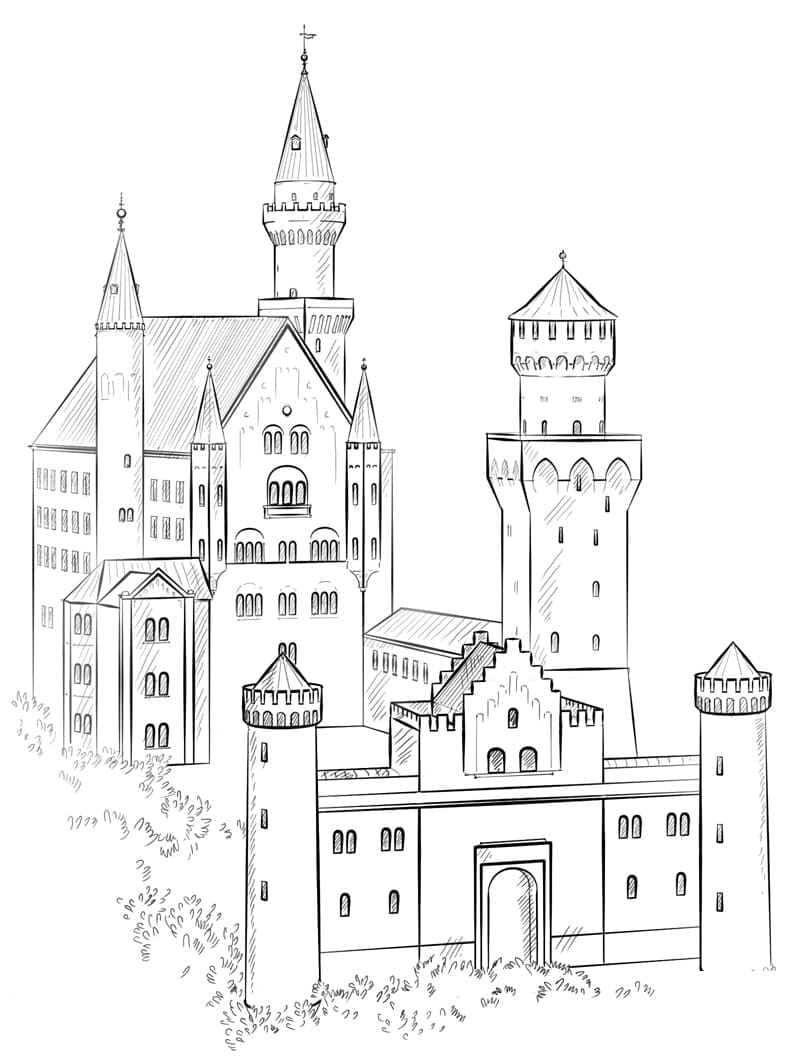 Le Château de Neuschwanstein coloring page