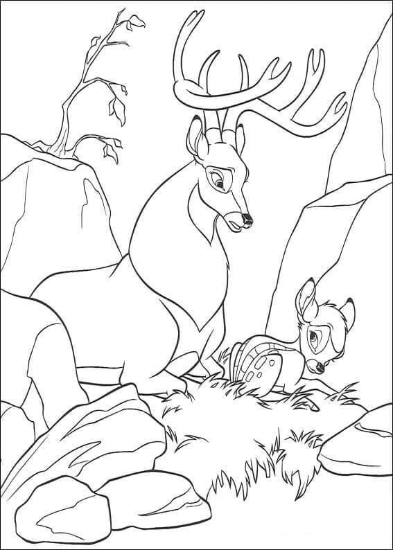 Coloriage Le Grand Prince de la Forêt et Bambi