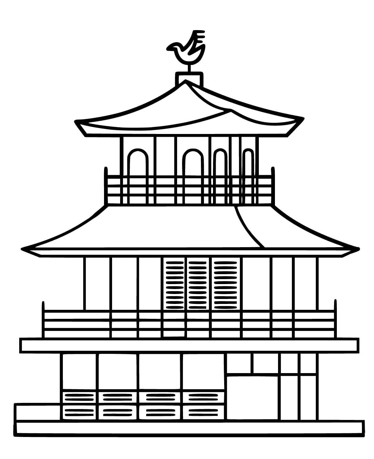 Coloriage Le Temple du Pavillon d'Or à Kyoto