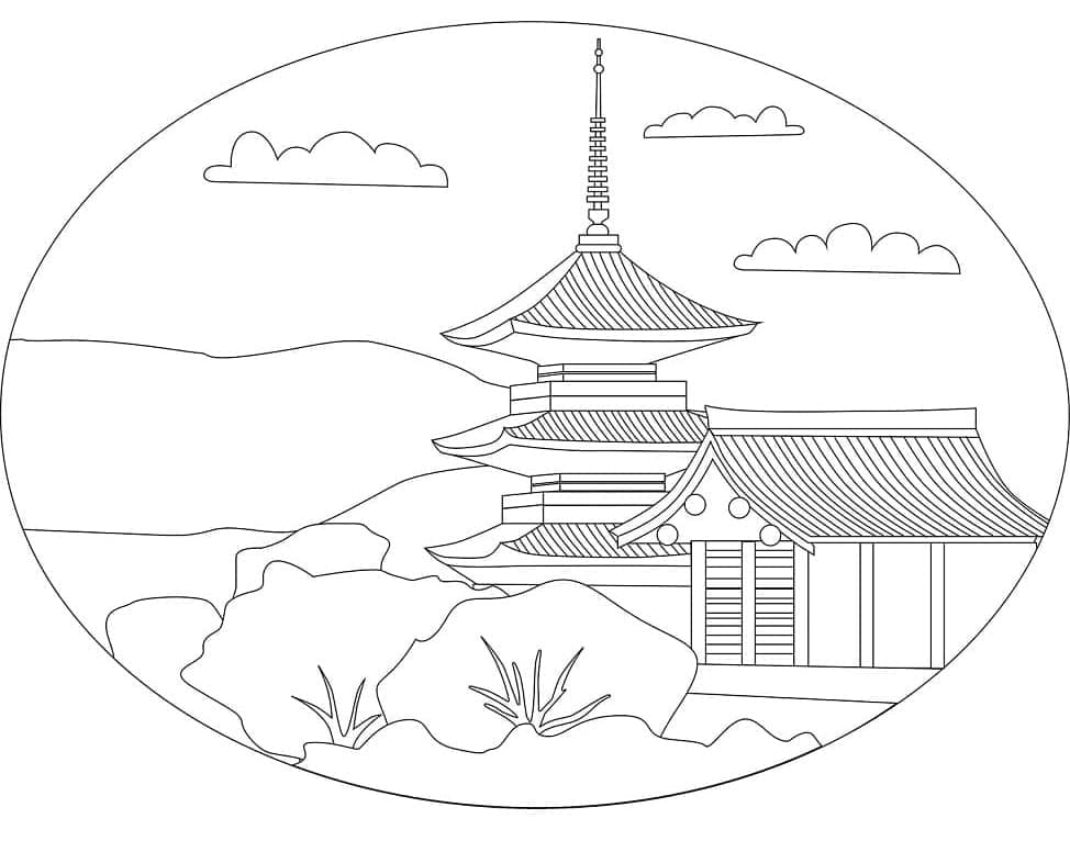 Le Temple Kiyomizu coloring page