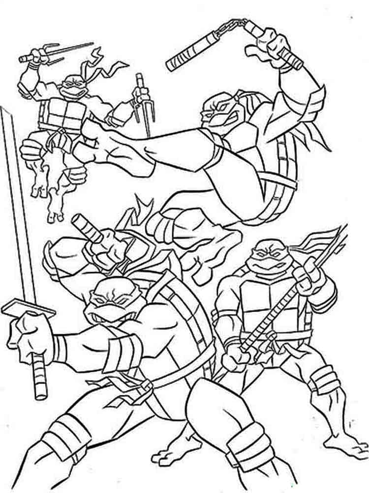 Les Tortues Ninja se Battent coloring page