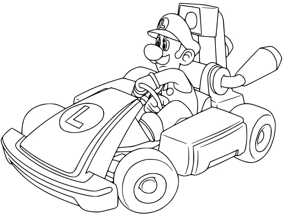 Coloriage Luigi de Mario Kart