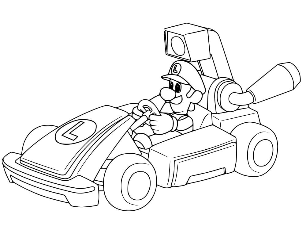 Coloriage Luigi Mario Kart