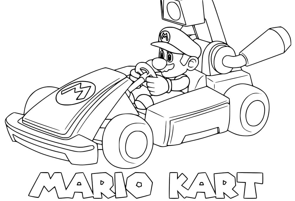 Coloriage Mario Kart Gratuit Pour les Enfants