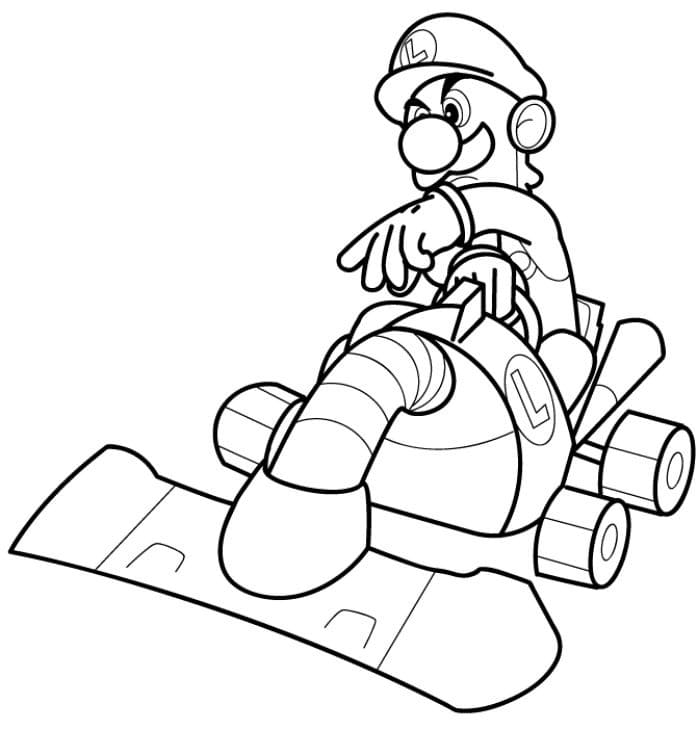 Mario Kart Luigi coloring page