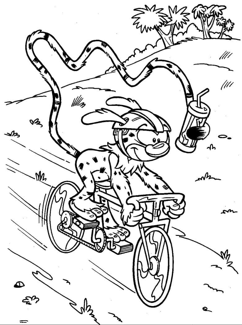 Marsupilami Fait du Vélo coloring page