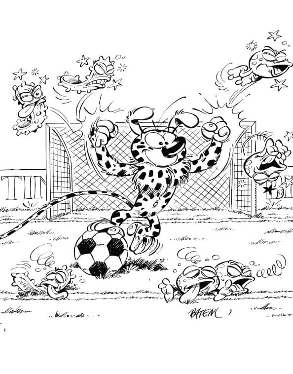 Marsupilami Joue au Football coloring page