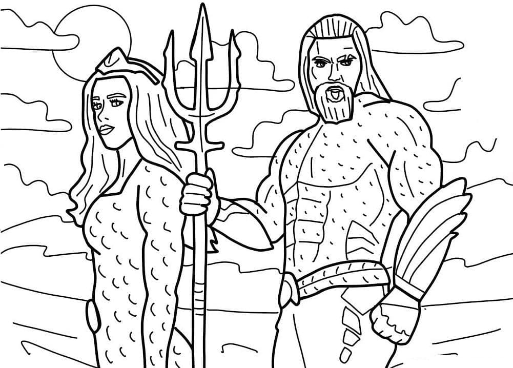 Mera et Aquaman coloring page