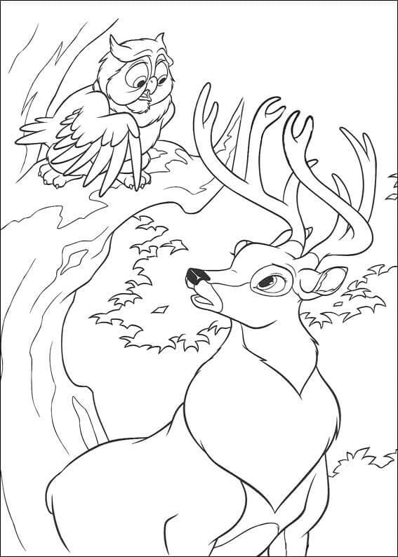 Monsieur Hibou et Bambi coloring page