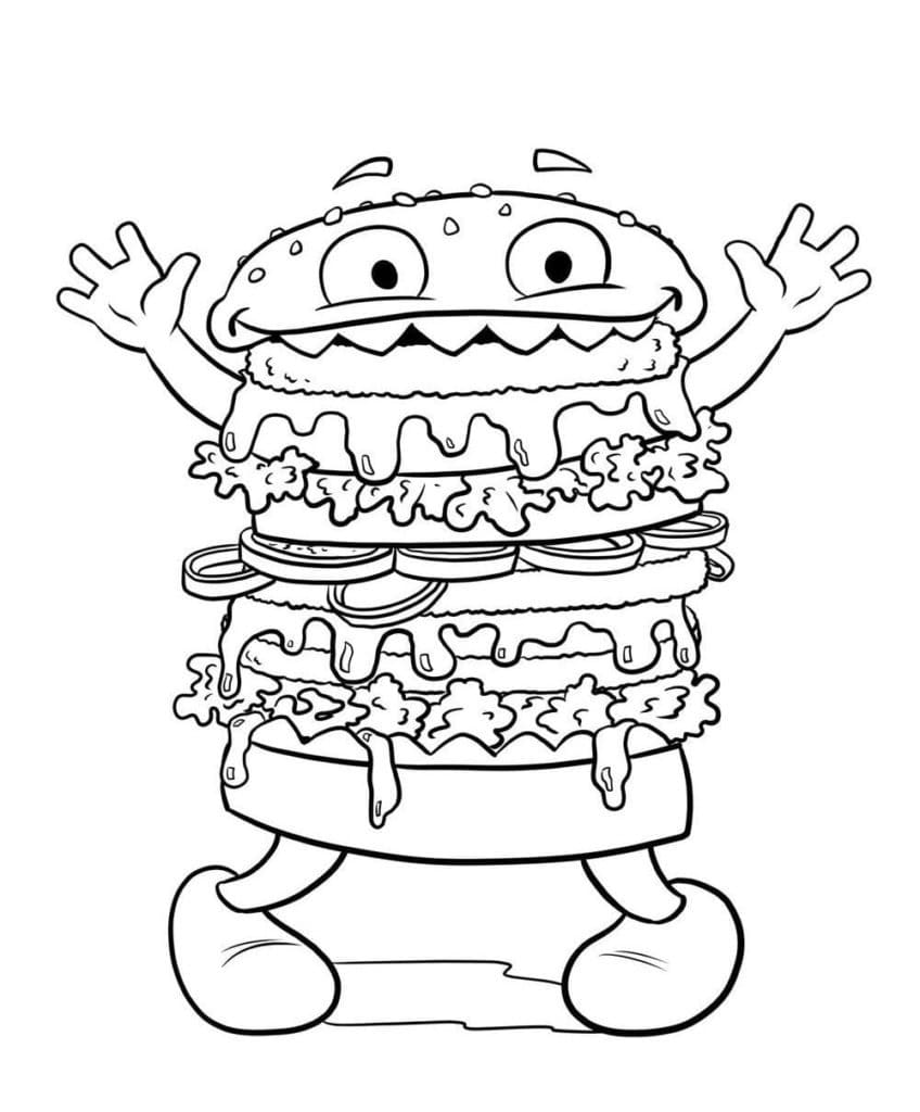 Coloriage Monstre Hamburger