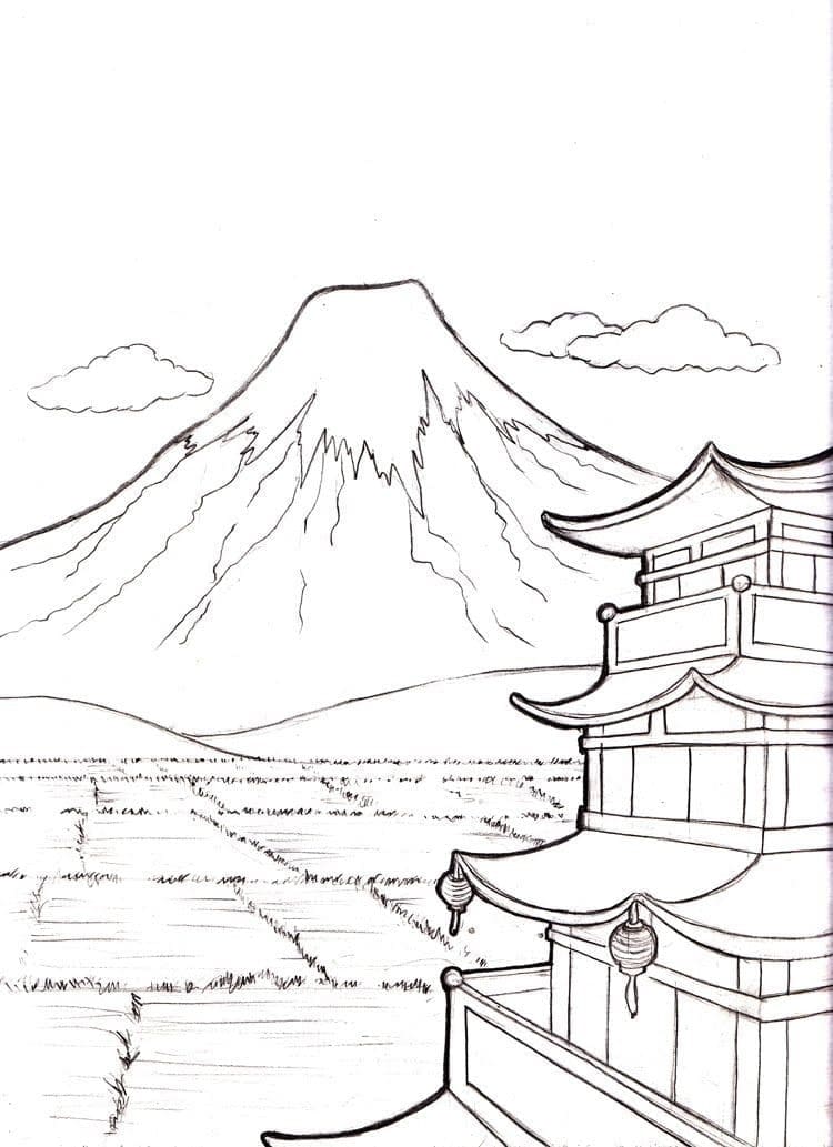 Mont Fuji coloring page