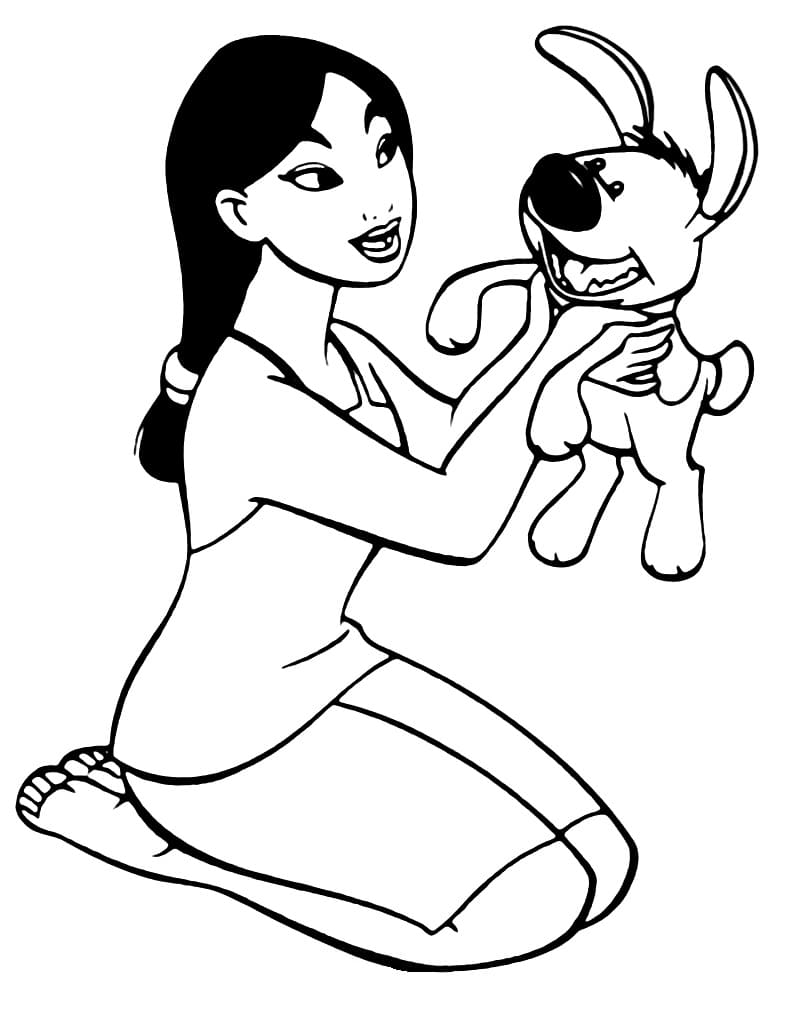 Mulan avec Petit Frère coloring page